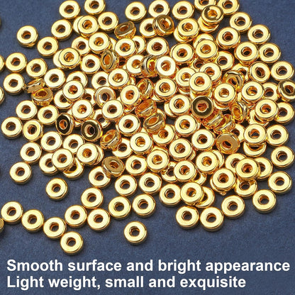 1500pcs 6mm Flat Round Spacer Beads Disc Loose Jewelry Making Beads for DIY Bracelet Necklace Earring Craft Supplies, Gold & Silver