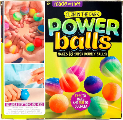 Made By Me Glow The Dark Powerballs by Horizon Group USA, DIY STEM Kit. Make 18 Bouncy Crystal Power Balls, Molds and Instructions Included,Multicolored