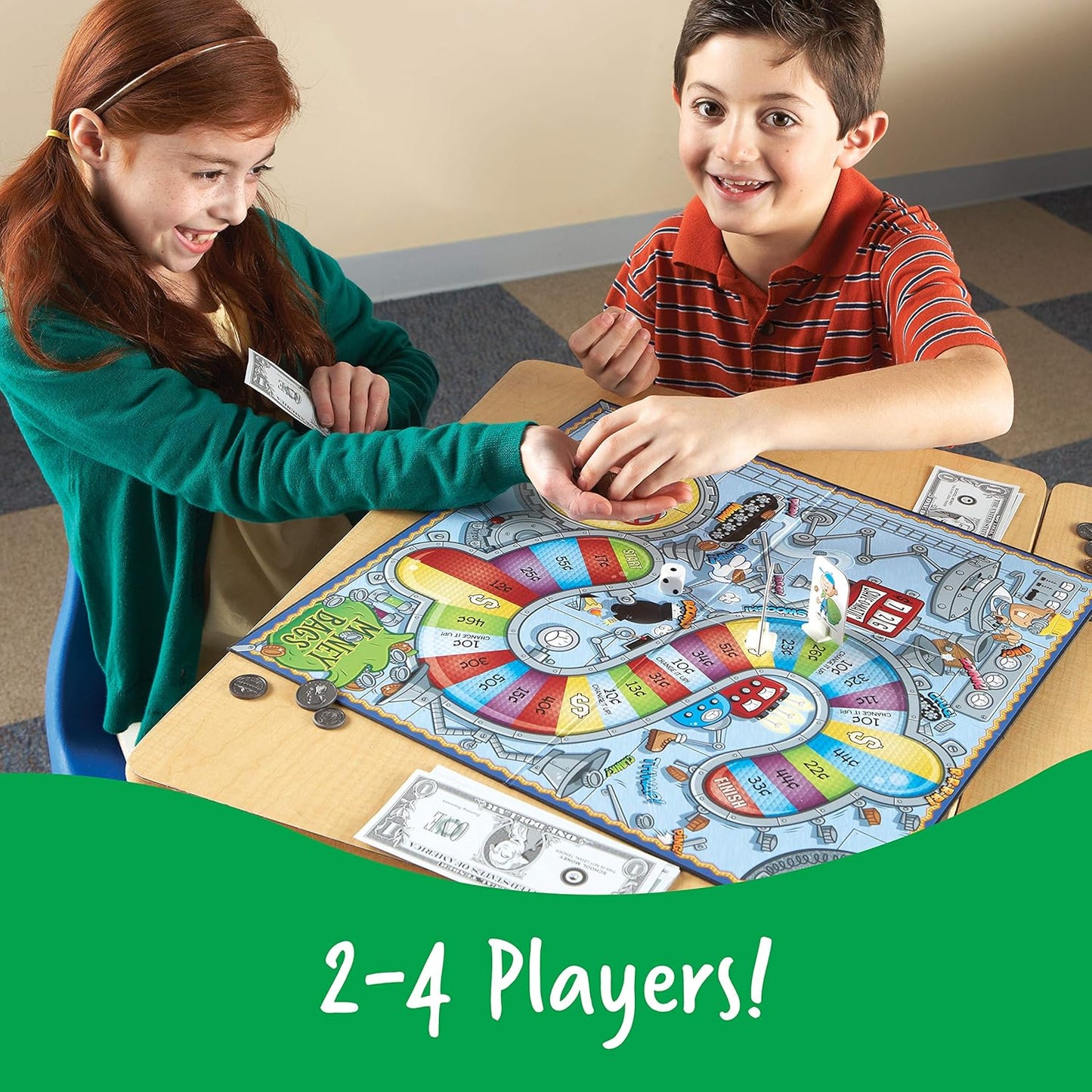 Learning Resources Money Bags Coin Value Game - Classic Board, Math Manipulatives, Financial Literacy Kids, Pretend Play, Coins Bills for Teaching, Gifts for Boys and Girls, Educational