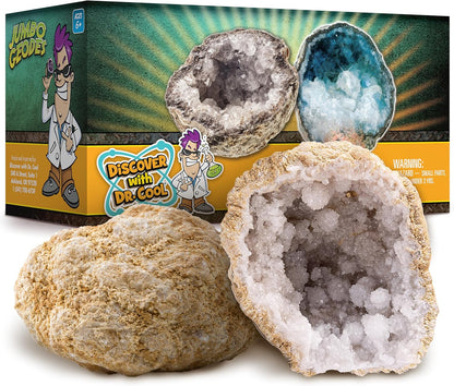 Blue Marble Break Open 2 Jumbo Geodes– Break Your Own Large Geode with Crystals, Earth Science Kit for Kids to Learn Geology, Gifts for Rock Collectors, Cool Rocks for Boys and Girls