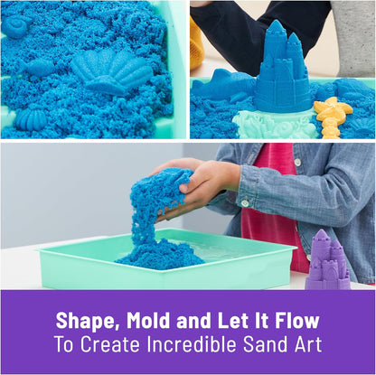 Kinetic Sand, Sandbox Set with 1lb Purple Play Sand, 4 Tools & Molds, Storage, Sensory Toys for Kids Ages 3 and up