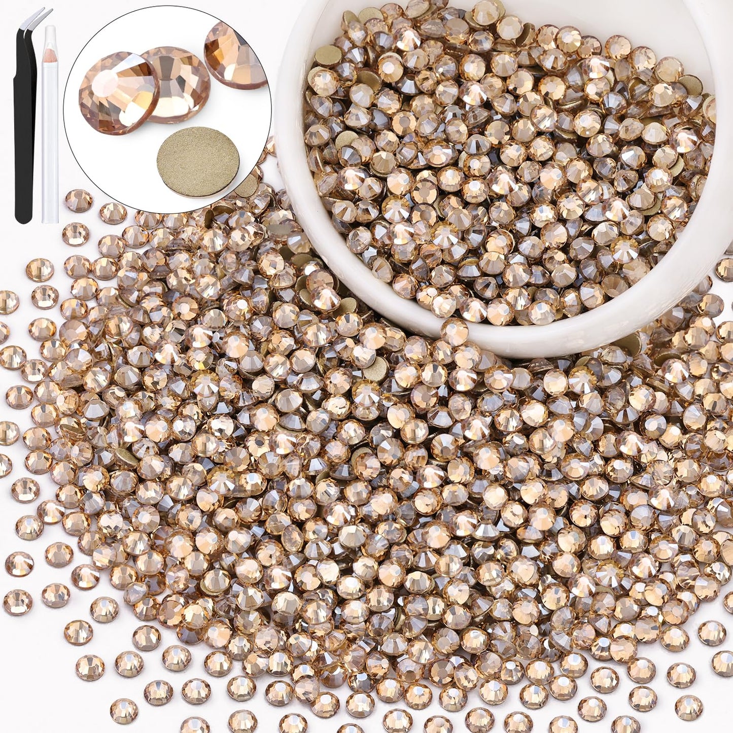 5000PCS SS6/2mm Glass Crystal Rhinestones (Clear), Bedazzling Flatback Rhinestones for Crafting DIY Crafts Nail Art Makeup Decoration, Gems Diamond Charms for Tumbler Shoes Clothing Mug
