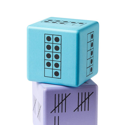 hand2mind Math Activity Dice Set, Foam Math Dice for Kids Ages 5-8, 6 Sided Die Represents A Number, Ten Frame, Tally Marks, Or Base Ten, Early Math Homeschool Supplies (Set of 16)