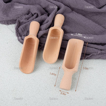 AUEAR, 6 Pack Mini Wooden Scoops Candy Spoons for Tea Coffee Cereal Seasoning Pepper