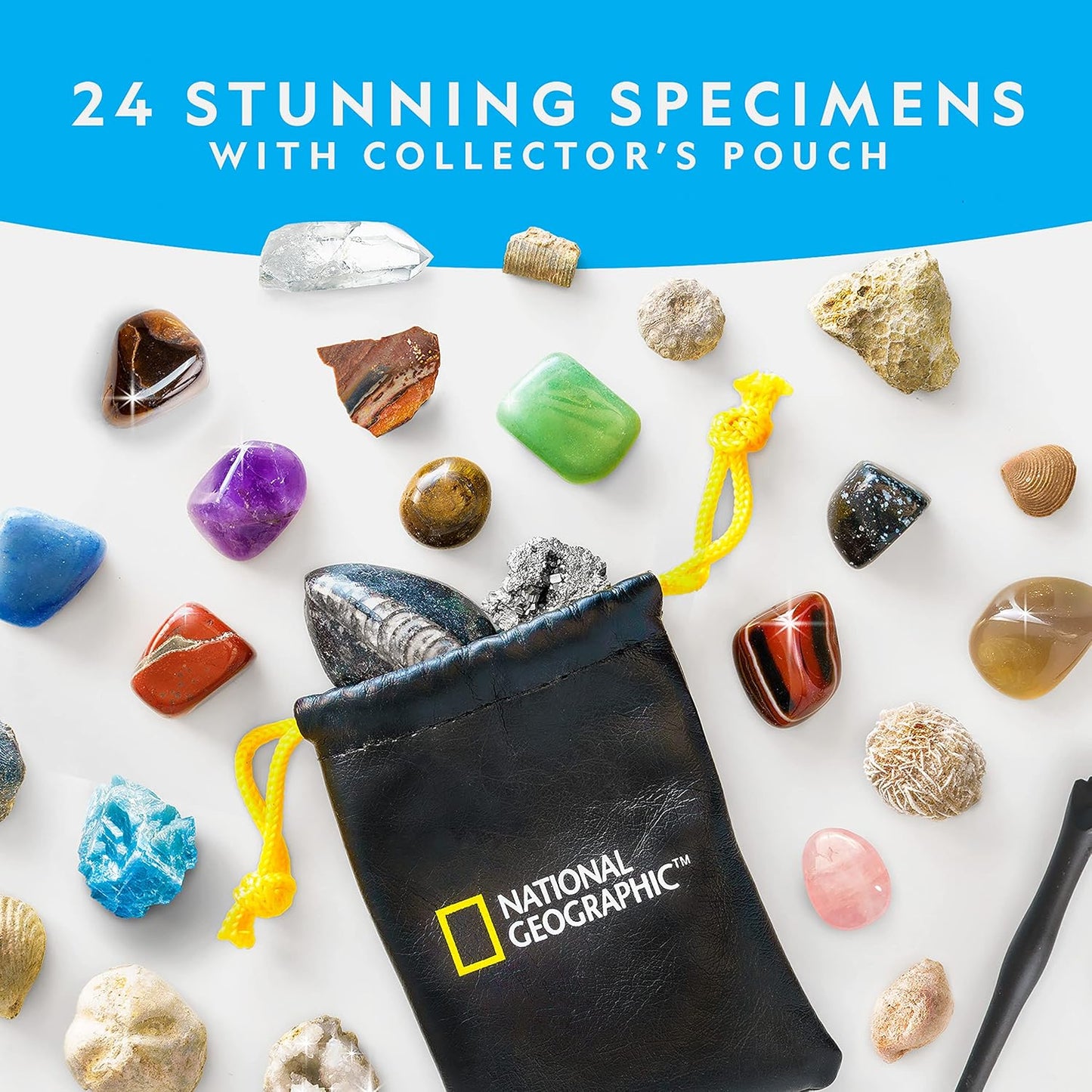 NATIONAL GEOGRAPHIC 2026 Rock Collection Advent Calendar - Countdown Calendar for Kids with 24 Gemstones, Minerals & Fossils for Kids, Complete Gem & Fossil Collection
