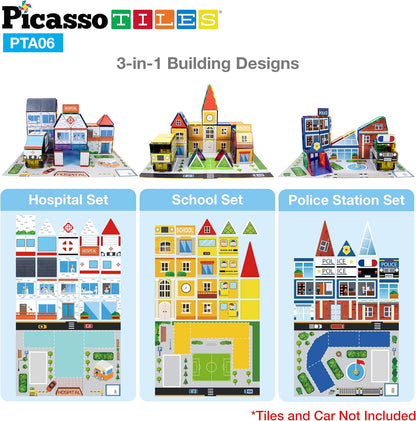 PicassoTiles Foldable Toy Storage Chest Box Forest Animal Theme Magnet Tile Organization Bin with Lid and Handles Magnetic Tiles Playroom Organizer STEM Early Educational Toys Boys Girls Ages 3+ PTA34