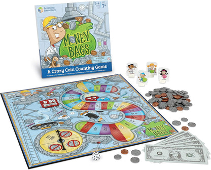 Learning Resources Money Bags Coin Value Game - Classic Board, Math Manipulatives, Financial Literacy Kids, Pretend Play, Coins Bills for Teaching, Gifts for Boys and Girls, Educational