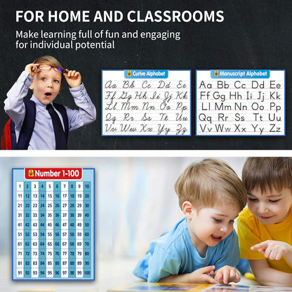 UNCLE WU Kids Educational Number 1-100 Poster Chart - Toddler Learning Number Lines - 100 Chart Double Side Laminated (18 x 24 inch)