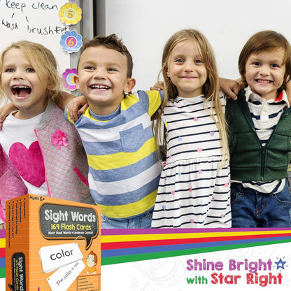 Star Right Education Sight Word Flash Cards, 169 Sight Words and Sentences with 2 Rings