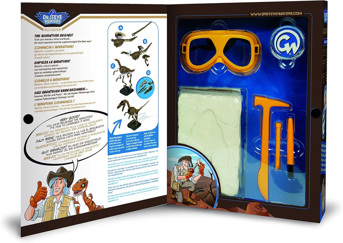 Uncle Milton Dr. Steve Hunters-Paleo Expedition Dino Dig Excavation Kit Velociraptor-14 Piece-Scientific Educational Toy