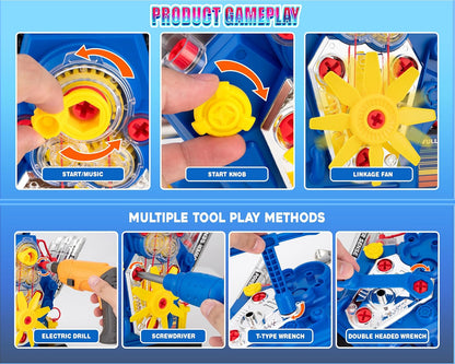 POFJOEQ Engine Building Kit, Kids Mechanic Repair Set for Kids Motorcycle Engine，Take Apart Toys-42pc Playset，STEM Engine Model Kit Toy with Cool Lights&Sounds，Educational Toys for 3+ Year Old (Blue)