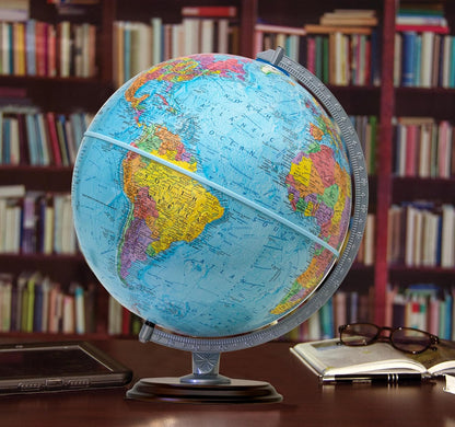 Replogle Student - Educational Classic World globe, Blue Ocean, Raised Relief feature, including a bonus map, made in USA, 12"/30cm diameter