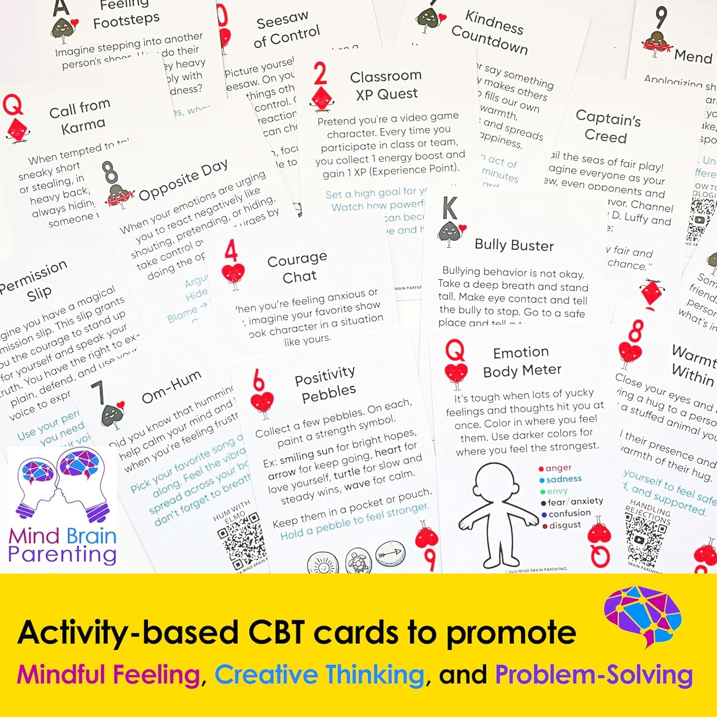 Mind Brain Emotion 52 Essential Conversations for Home, Therapy, Speech, School Classroom - Conversation Cards for Kids, Family, Teacher & Counselor to Build Growth Mindset & Communication Skills