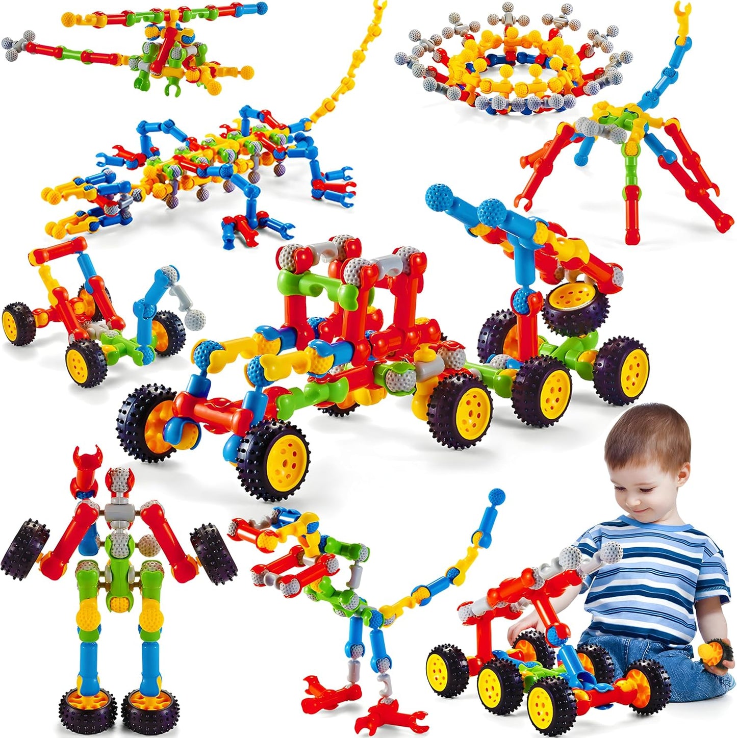 MOONTOY 11 in 1 STEM Kits Building Toys for Kids Ages 4-8 5-7, Stem Toys for 4 5 6 7 8 Year Old Boy Birthday Gift, Educational Construction Set for Boys 4-6 6-8 5-8, Creative Learning Engineering Game