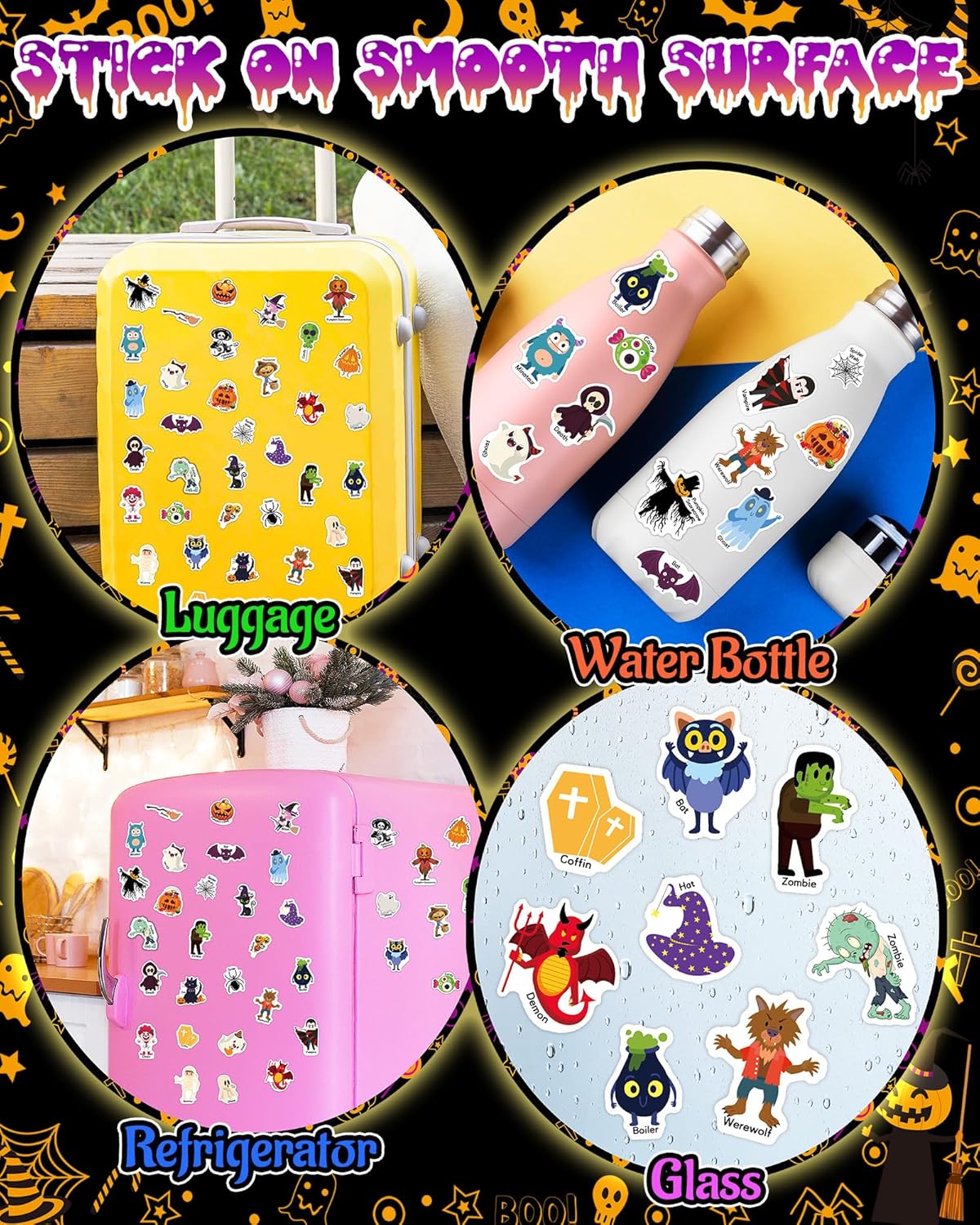 Halloween Sticker Books for Kids, Reusable Sticker Books for Toddlers, Halloween Travel Toys Acticities Crafts Birthday Gifts for Boys Girls Kids