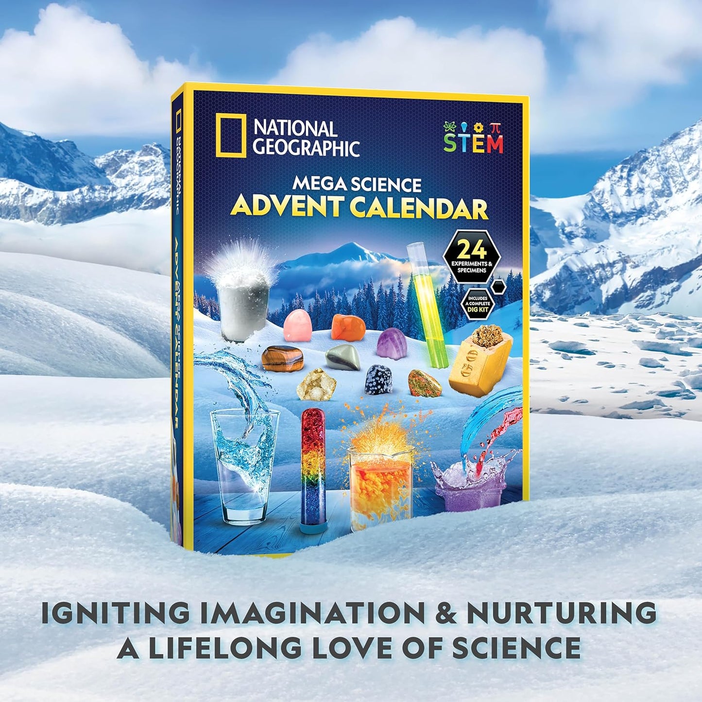 NATIONAL GEOGRAPHIC 2026 Science Kit & Rock Collection Advent Calendar – Jumbo Advent Calendar with 24 Days of Science Experiments, Gemstones & More for Kids, STEM Projects for Kids Ages 8-12