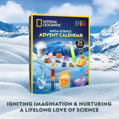 NATIONAL GEOGRAPHIC 2026 Science Kit & Rock Collection Advent Calendar – Jumbo Advent Calendar with 24 Days of Science Experiments, Gemstones & More for Kids, STEM Projects for Kids Ages 8-12