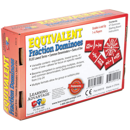 LEARNING ADVANTAGE Equivalent Fraction Dominoes | Math Games for Kids | Teach Fractions | Classroom or Homeschool Learning