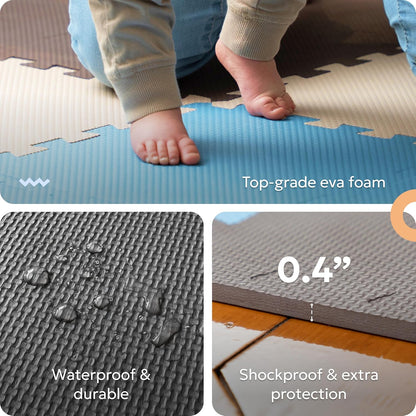 MioTetto Baby Play Mat, Soft Foam Floor Tiles for Kids. Adjustable Interlocking Foam Tiles, Fits with 50x50 Playpen Baby mat for Crawling & Development, Safe & Non-Toxic Playmat for Babies 6-12 Months