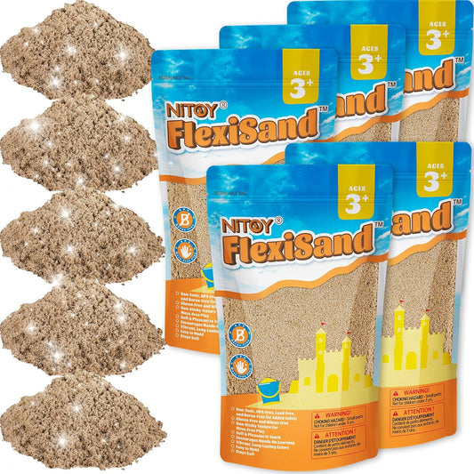 NiToy FlexiSand 19 lbs Moldable Self-Sticking Sand, Never Dries Out Fun for Over 3 Years Old Kids Bulk Refill for Sensory Sand Box Toys, Ideal for Shaping, Squeezing and Rolling (Dark Yellow)