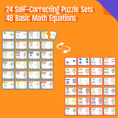 24 Set Addition & Subtraction Puzzles, Self-Correcting Matching Adding and Subtracting Puzzles, Educational Math Games Calculation Activities, Math Learning Toys for Preschool Kids