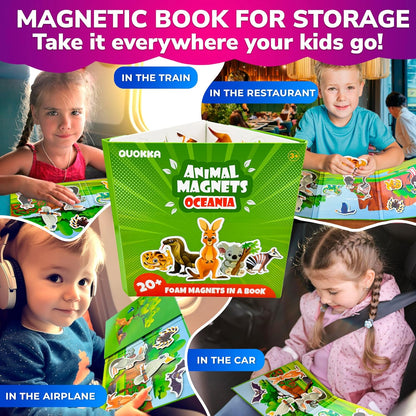 QUOKKA Travel Magnetic Puzzles for Toddlers 1-3 – 20+Pcs Farm Toy Game with Extra-Long Play Book – Fun Travel Game for Kids Ages 3-5 – Strong Magnets for Car Activities – Fun Toddler Puzzle Ages 2-4