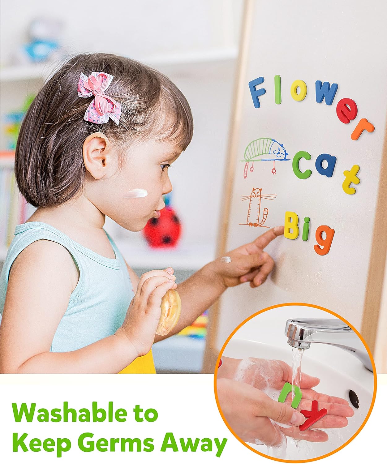 Coogam EVA Magnetic Letters Numbers 78 Pcs Alphabet ABC 123 Fridge Magnets Colorful Educational Toy Set, Preschool Learning Spelling Counting Uppercase Lowercase Math for 3 4 5 Years Kid