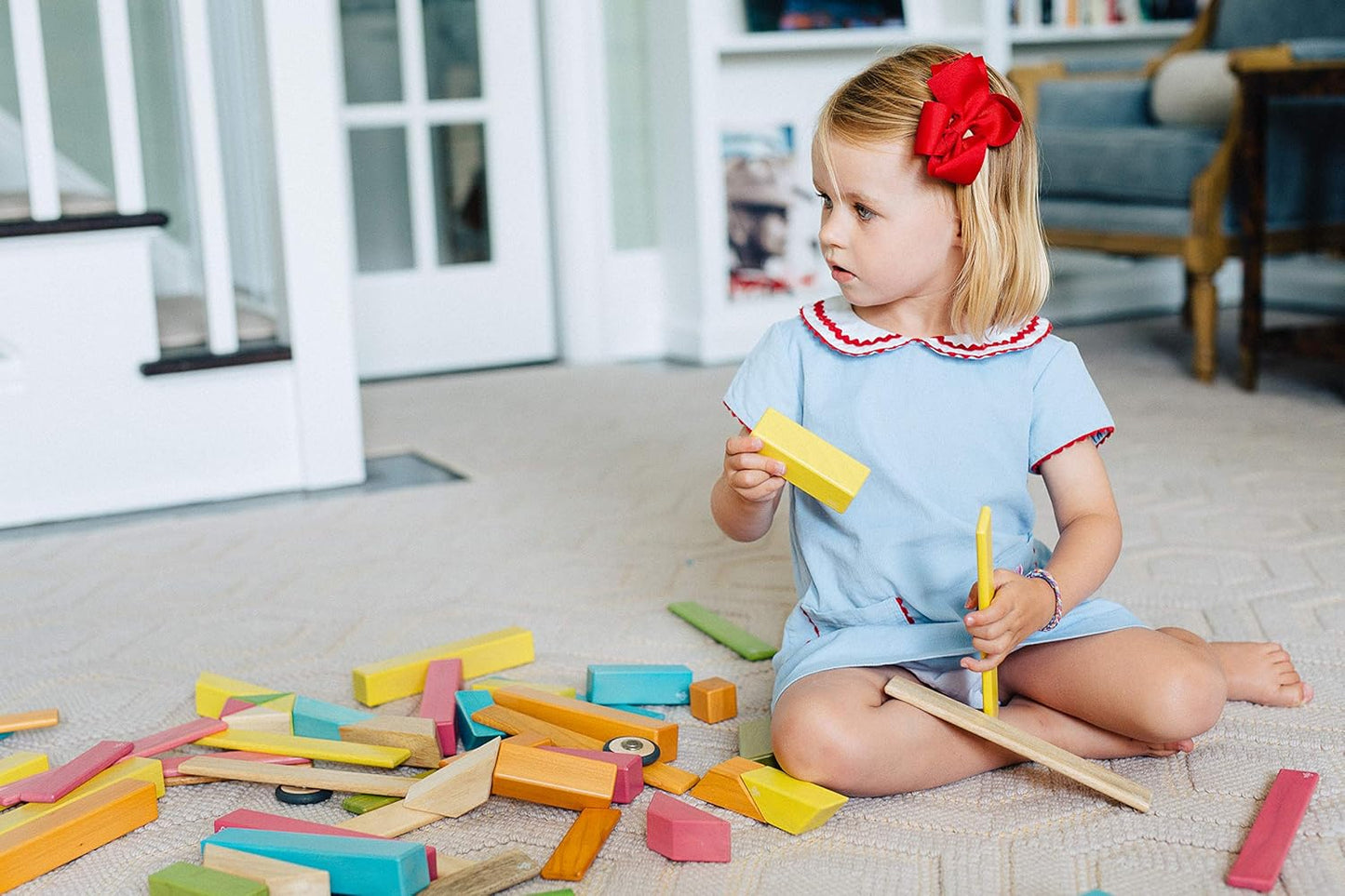 14 Piece Tegu Magnetic Wooden Block Set, Blues