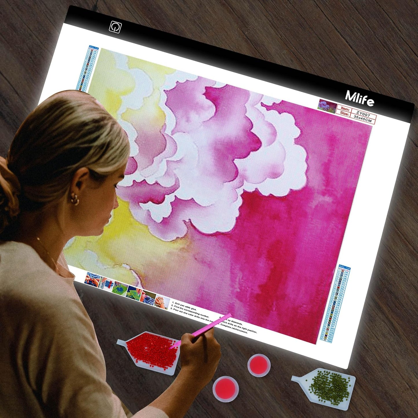 Mlife B4 LED Light Pad Kit - Upgraded Diamond Art Painting Light Box Dimmable Tracing Light Board, Sketching, Animation, Drawing Light Box with 4 Fasten Clips and Metal Stand