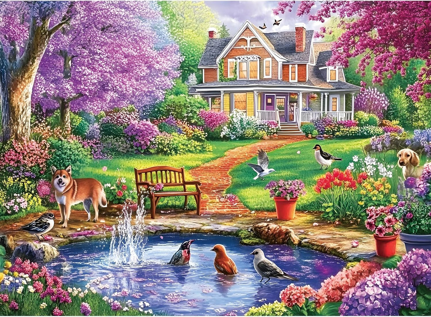 300 Piece Puzzles for Adults,Spring Jigsaw Puzzle for Kids Seniors,Puzzle with Letters on Back,Interlock Perfectly No Dust,Interlock Perfectly No Dust,Challenging Family Activity Game Gifts,20.5*15In