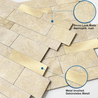 MOFIT Backsplash Tile for Kitchen Peel and Stick Stone Matte Finish,Bathroom Tiles Stickers 3D Wall Panel Linear Mosaic Marble Backsplash Waterproof(5sheets,Blue Green Gray)