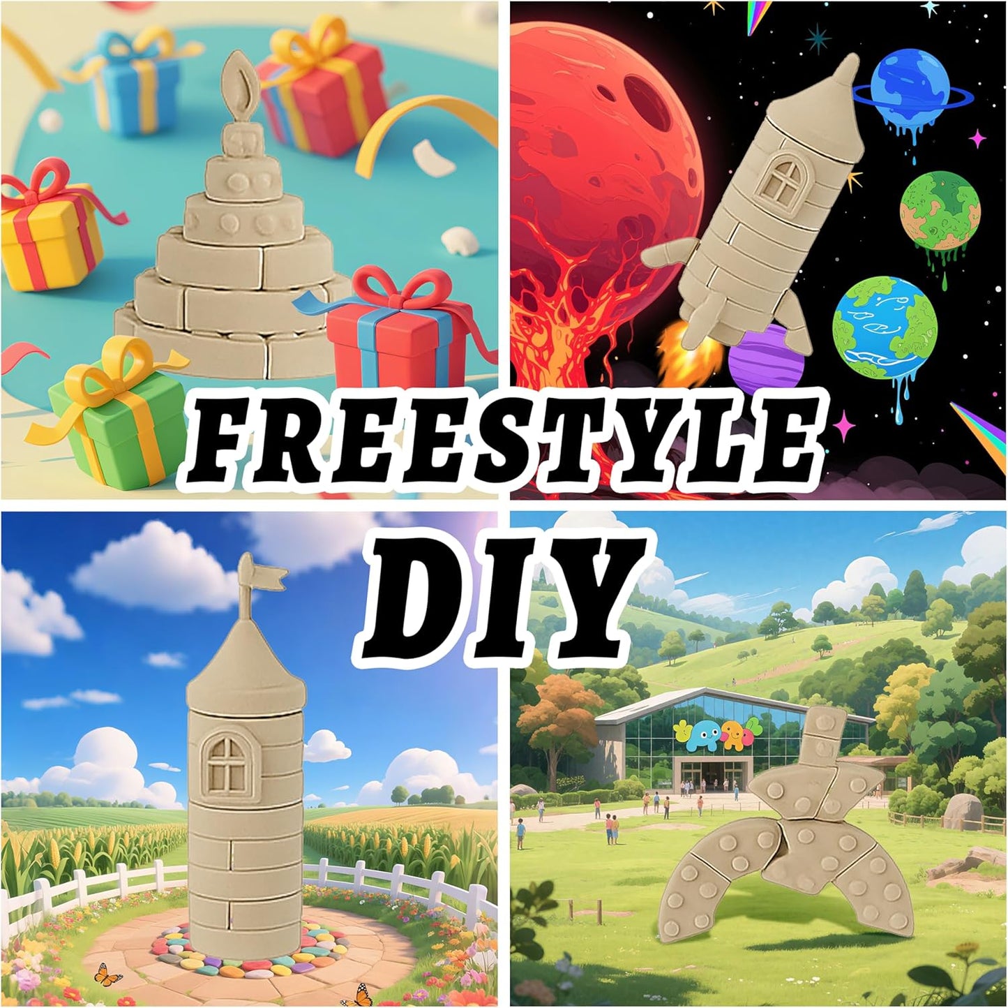 SIGHTEEDA Moldable Play Sand Kit for Kids 3-8 Years | 1.7 lbs Sensory Sand with 6 Tools & Molds | Mess-Free Indoor Sandbox Toys, STEM Learning Activities, Easy Clean Up