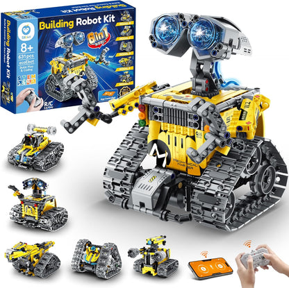 Sillbird Robot Building Kit with Remote Control Gifts for Kids Boys Ages 8-12, STEM Coding Robotic Technic Tracked Racer Car Toys for Birthday - Build 4in1 Model with 631 Pieces