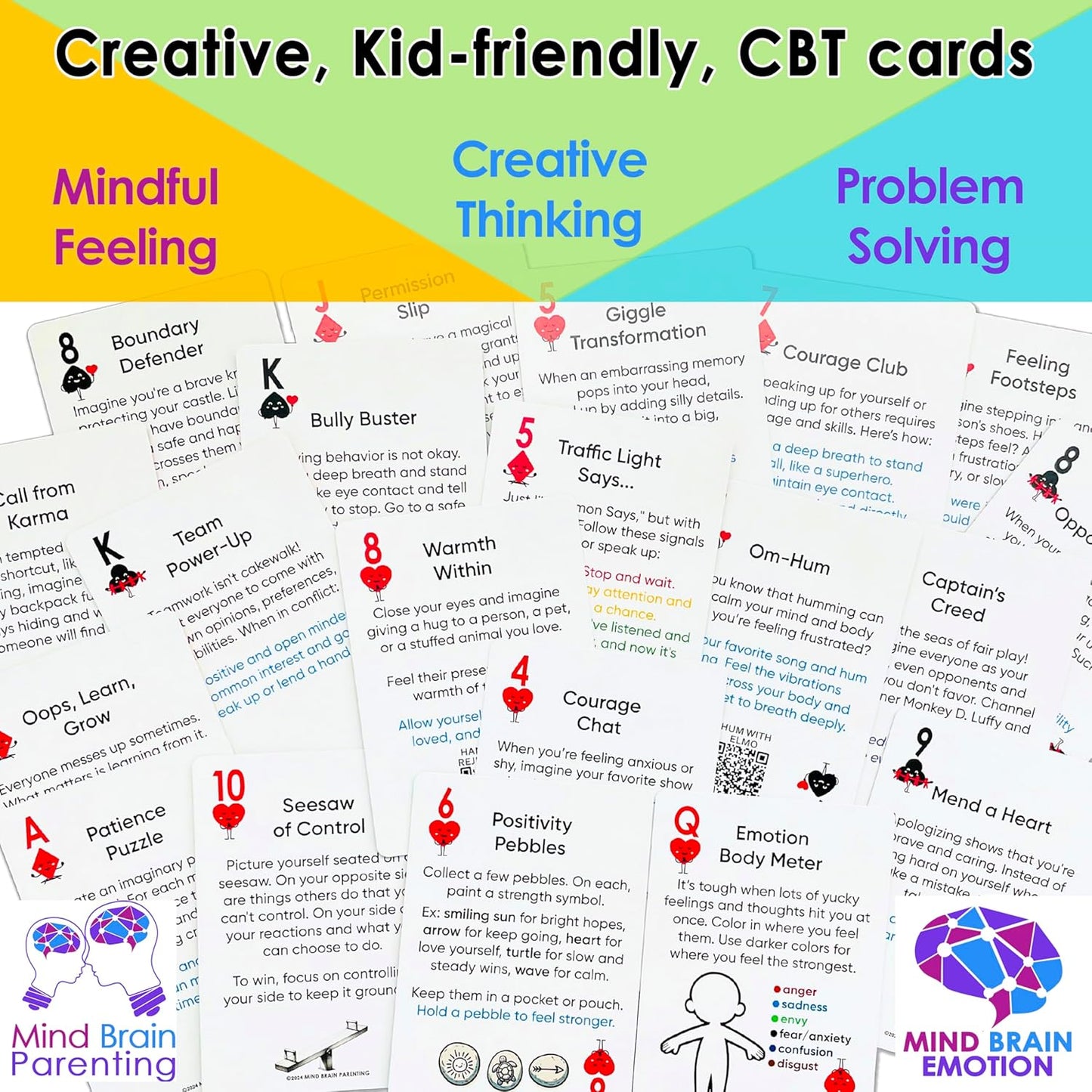 Mind Brain Emotion 52 Essential Conversations for Home, Therapy, Speech, School Classroom - Conversation Cards for Kids, Family, Teacher & Counselor to Build Growth Mindset & Communication Skills