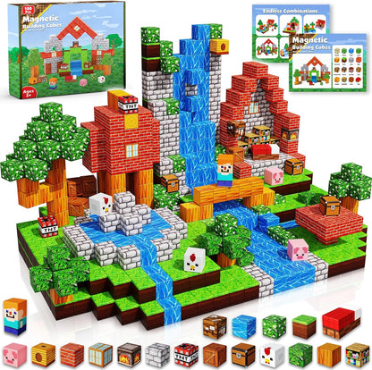 Goody King Magnetic Blocks |100PCS Magnetic Building Blocks Magic‘s House Magnetic Cube,Magnetic Blocks for Kids Ages 3-10,STEM Montessori Stacking Toy, Sensory Tiles Building Birthday for Toddlers
