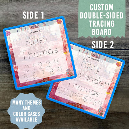 Kid's Name Tracing Board | Dry Erase Letter Tracing | Reusable Name Board | Alphabet Letters | Personalized | Candy Theme