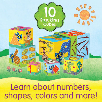 The Learning Journey Pete The Cat Stacking Blocks – 10 Colorful Nesting Cubes – Educational Toddler Toy for Ages 12 Months+ – STEM Learning & Developmental Play