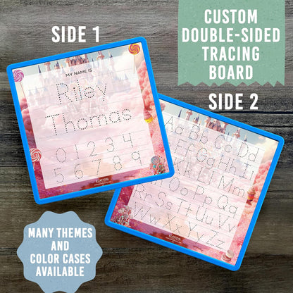 Kid's Name Tracing Board | Dry Erase Letter Tracing | Reusable Name Board | Alphabet Letters | Personalized | Candy Theme
