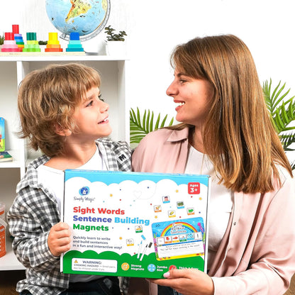 104 PCS Sentence Building for Kids, Sentence Building Magnets Kit, Learn to Read, Speech Speak Spell Games, Kids Vocabulary Builder, Sentence Building Games, Sight Word Magnets Games - Simply Magic