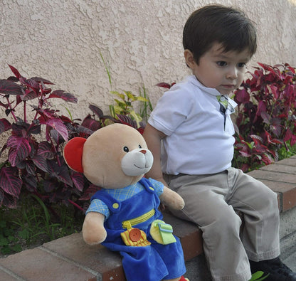 Linzy Personalized 16’’ Soft Educational Teddy Bear with Removable Outfit – Plush Learning Toy with Buttons Zippers Snaps for Toddlers Kids – Fine Motor Skills, Problem Solving Practice