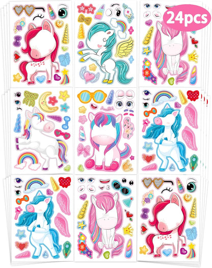 24 Pcs Make Your Own Dinosaur Sticker Sheets, Dinosaur Party Favors Face Stickers for Kids Boys Toddlers Crafts Activities Gift Bags Birthday Party Valentines Day Gifts for Kids Classroom