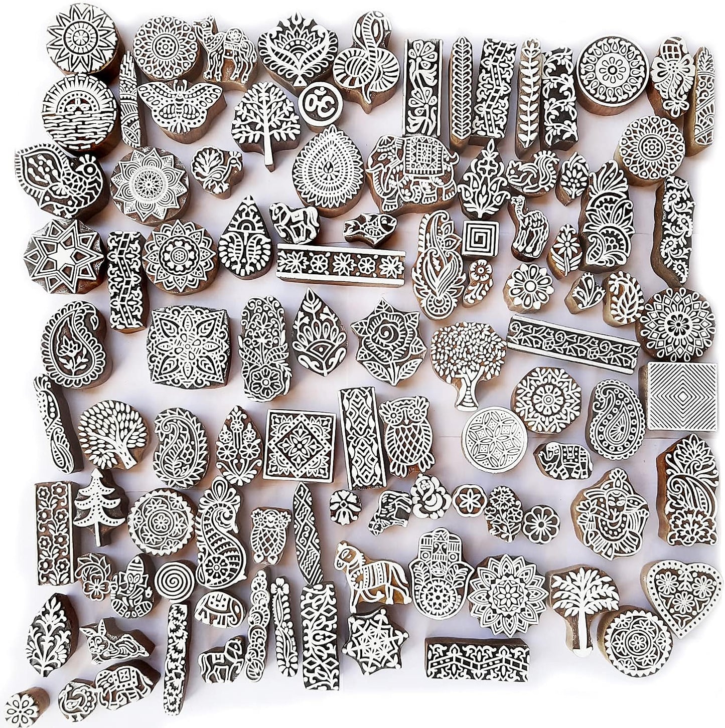 Royal Kraft Assorted Wooden Block Printing Stamps (Set of 10) Bulk01_10