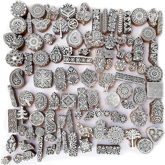 Royal Kraft Assorted Wooden Block Printing Stamps (Set of 10) Bulk01_10