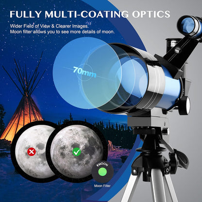 AOMEKIE 40/400 Portable Telescopes with Tabletop Tripod 2 Eyepieces for Kids and Astronomy Beginners with Finderscope and Compass,Space,Gifts(32, x)