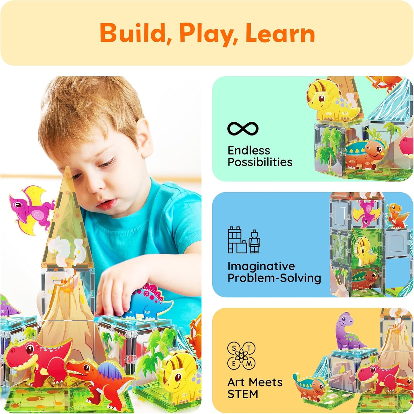PicassoTiles Magnetic Tiles Magnet Tile Building Blocks Marine Animal World Themed Set with 8 Ocean Character Action Figures STEM Learning Toy Construction Toddlers Boys Girls Ages 3+ PTQ25