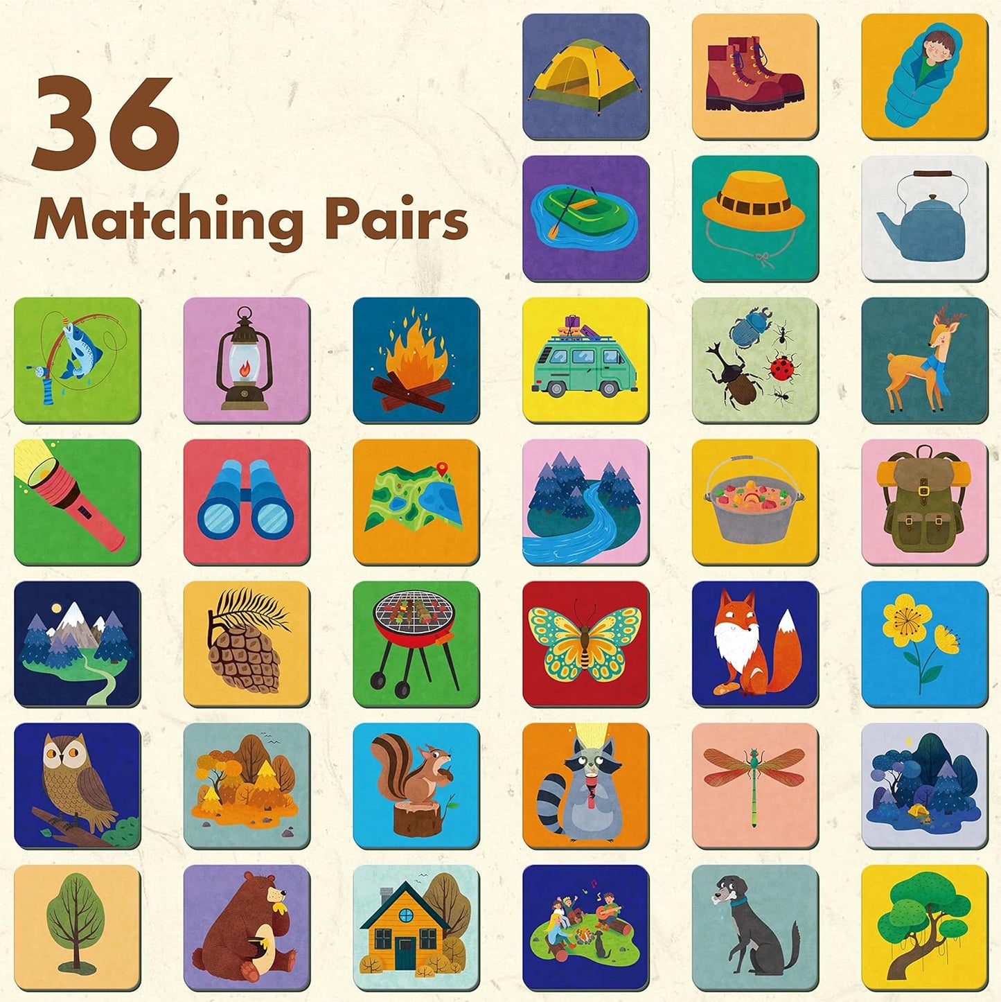 Hebayy 72 PCS Memory Matching Game, Real Animal Matching Cards for Toddlers 36 Pairs Memory Cards for Preschool 4 5 6 Years Old