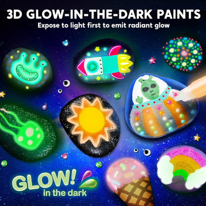 Rock Painting Kit for Kids, Arts and Crafts for Girls & Boys Ages 6-12, DIY Supplies for Painting Rocks, Easter Craft Kits Art Set, Toddler Birthday Christmas Presents, Family Indoor Activity