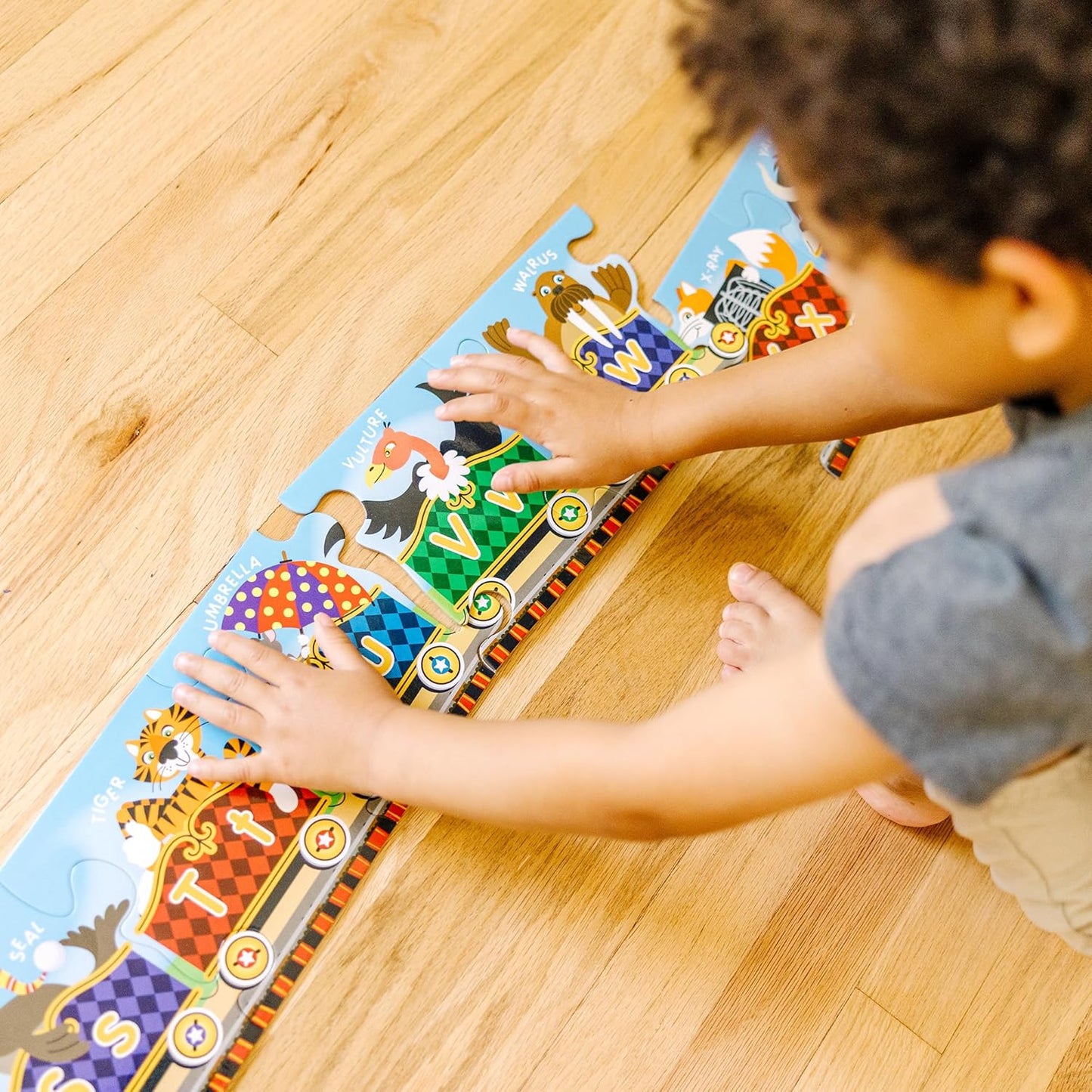 Melissa & Doug Alphabet Express Jumbo Jigsaw Floor Puzzle (27 pcs, 10 feet Long) - FSC Certified
