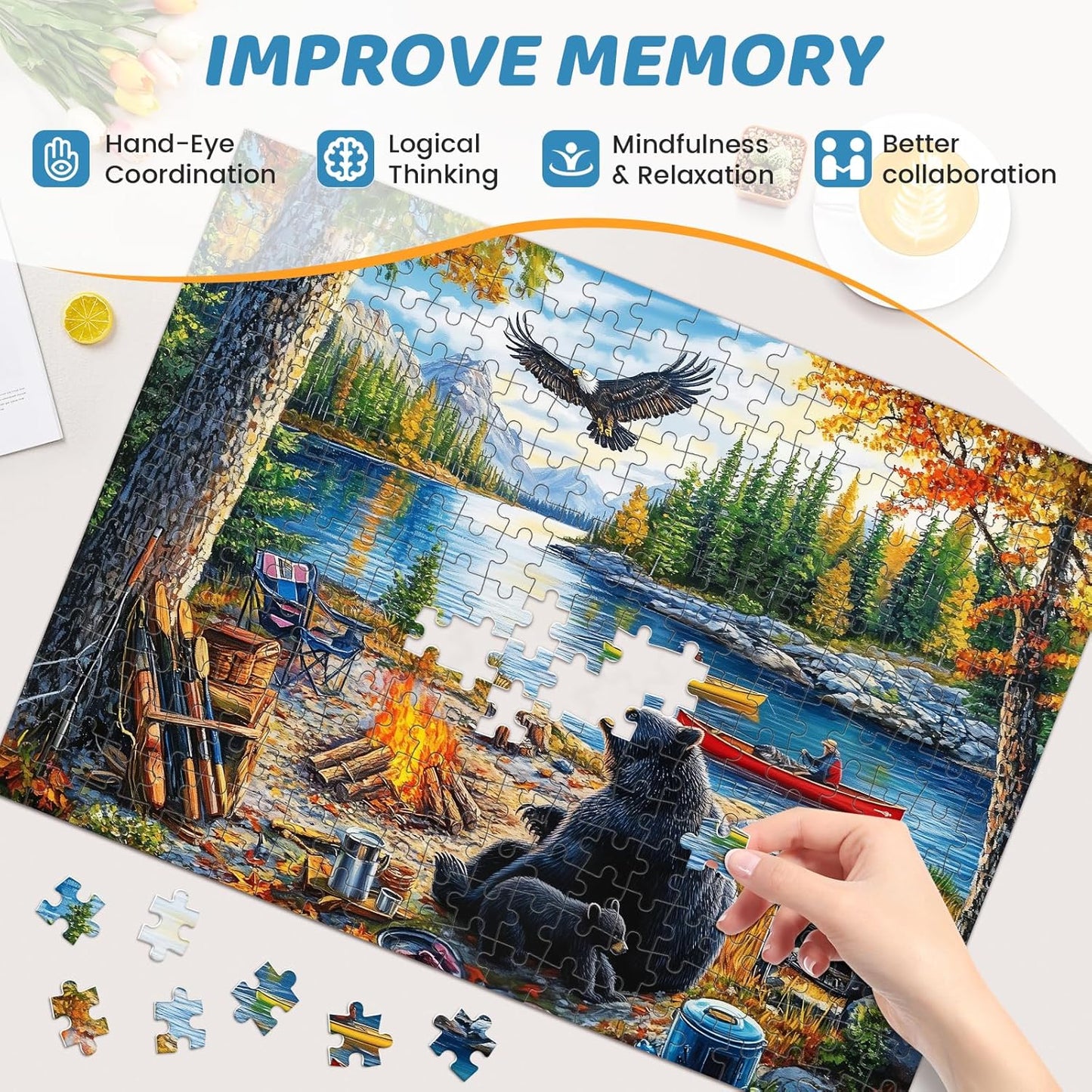 500 Piece Puzzles for Adults, Cat Family Dinner Large Piece Jigsaw Puzzle for Adults Seniors,Recycled Cardboard Puzzle 500 Piece,Family Activity Great Gift for Family Friends 20.5 * 15 in