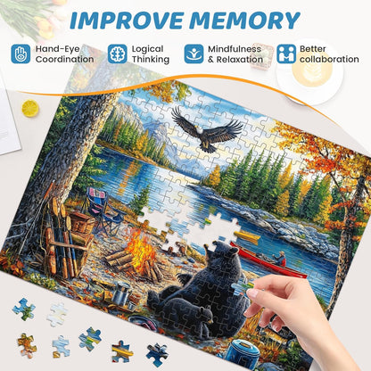 500 Piece Puzzles for Adults, Cat Family Dinner Large Piece Jigsaw Puzzle for Adults Seniors,Recycled Cardboard Puzzle 500 Piece,Family Activity Great Gift for Family Friends 20.5 * 15 in